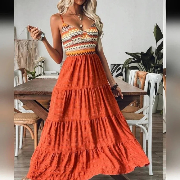 Women's Halterneck Tassel Rope Tie High Slit Backless Casual Holiday Dress - Picture 4 of 4